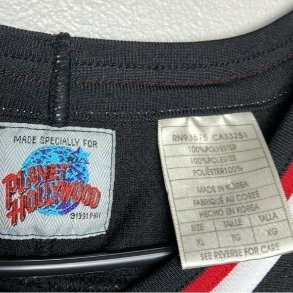 Vintage Planet Hollywood hockey Jersey Mens Size XL Black Red White 90s Logo - Picture 3 of 9